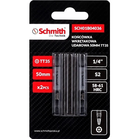 BIT UDAROWY TORX TT35 50mm KOŃCÓWKA MAGNETYCZNA BITY ZESTAW 2szt SCHMITH