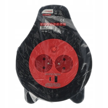 Przedłużacz zwijany 3x1,0mm 10m 2 gniazda + USB