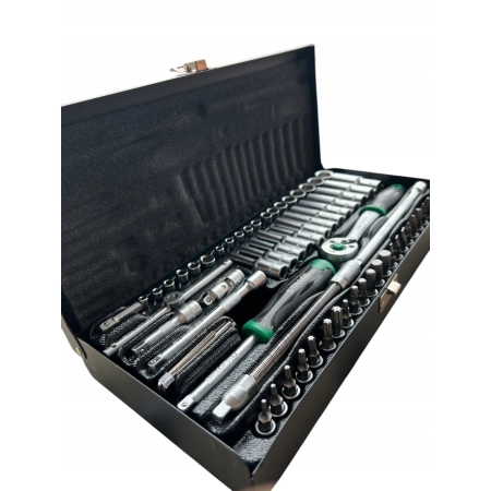 STALCO ZESTAW KLUCZY NASADOWYCH Z GRZECHOTKĄ 1/4” 67 ELEMENTÓW METALOWY BOX