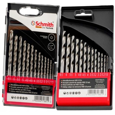 SCHMITH KOMPLET WIERTEŁ DO METALU HSS 13 SZT