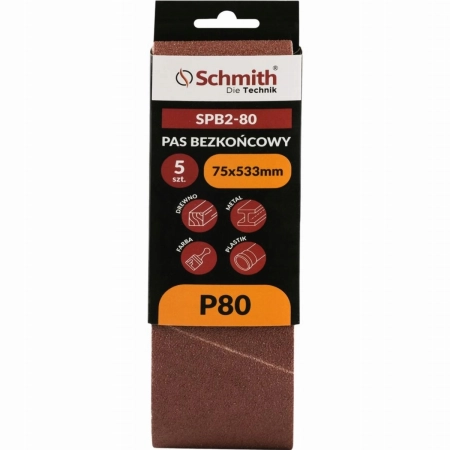 Pas bezkońcowy 75x533mm P80 5 szt.