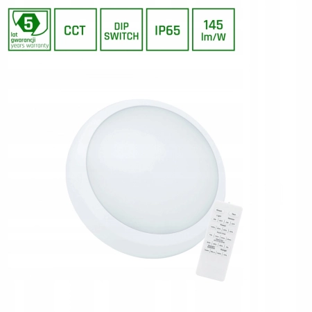 NYMPHEA CITY PRO 2 18/24W CCT 230V 120st IP65 IK08 FI320x80mm BIAŁY okrągła