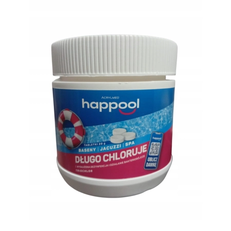 HAPPOOL TRIOCHLOR chlor tabletki małe 20g Acrylmed 0,4 kg do basenu
