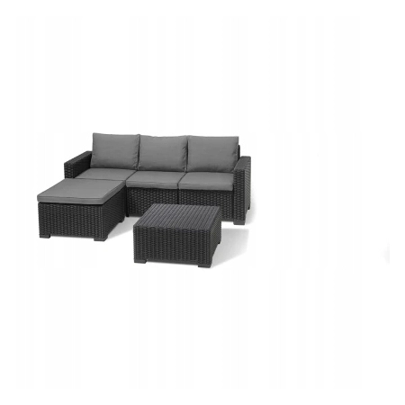 KETER CALIFORNIA LONGUE SOFA 3 OSOBOWA STOLIK + PODNÓŻEK MEBLE OGRODOWE