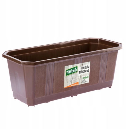 Skrzynka balkonowa Verdenia S 40 x 17 cm brązowa doniczka — zestaw 2 szt.