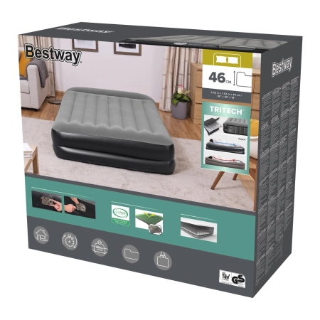 Bestway Materac dmuchany z wbudowaną pompką 203x152x46 cm 230 V [023898]