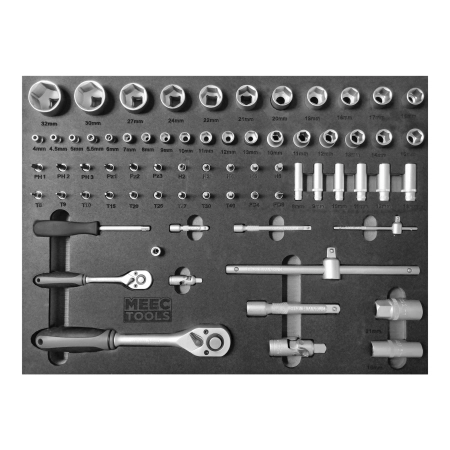 Meec Tools Wózek narzędziowy z wyposażeniem 167 el. 77x90x46 cm [012304]