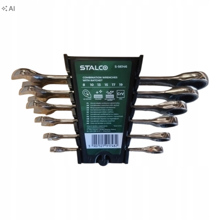 KLUCZE PŁASKO-OCZKOWE Z GRZECHOTKĄ S-56146 STALCO 6 elementów