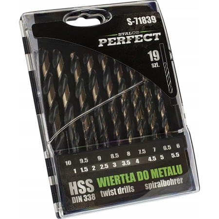 WIERTŁA ZESTAW WIERTEŁ WIERTŁO DO METALU HSS 19 ELEMENTÓW STALCO